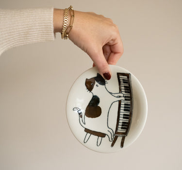 Handmade Japanese Neko Maruke Cat Piano Plate - Things I Like Things I Love