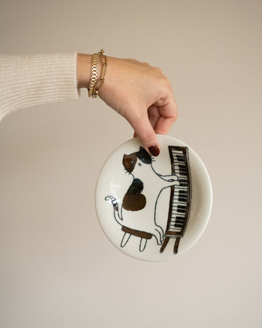 Handmade Japanese Neko Maruke Cat Piano Plate - Things I Like Things I Love