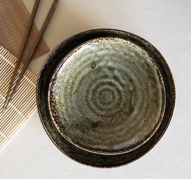 Handmade Japanese Shinryoku Dinner Plate Green - Things I Like Things I Love