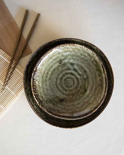 Handmade Japanese Shinryoku Dinner Plate Green - Things I Like Things I Love