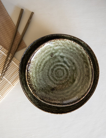 Handmade Japanese Shinryoku Dinner Plate Green - Things I Like Things I Love