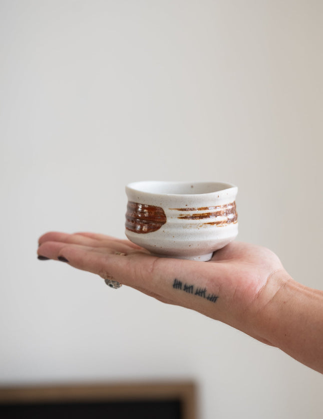 Handmade Japanese Soya Sauce Cup Kobiki White/Brown - Things I Like Things I Love