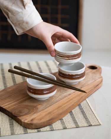 Handmade Japanese Soya Sauce Cup Kobiki White/Brown - Things I Like Things I Love