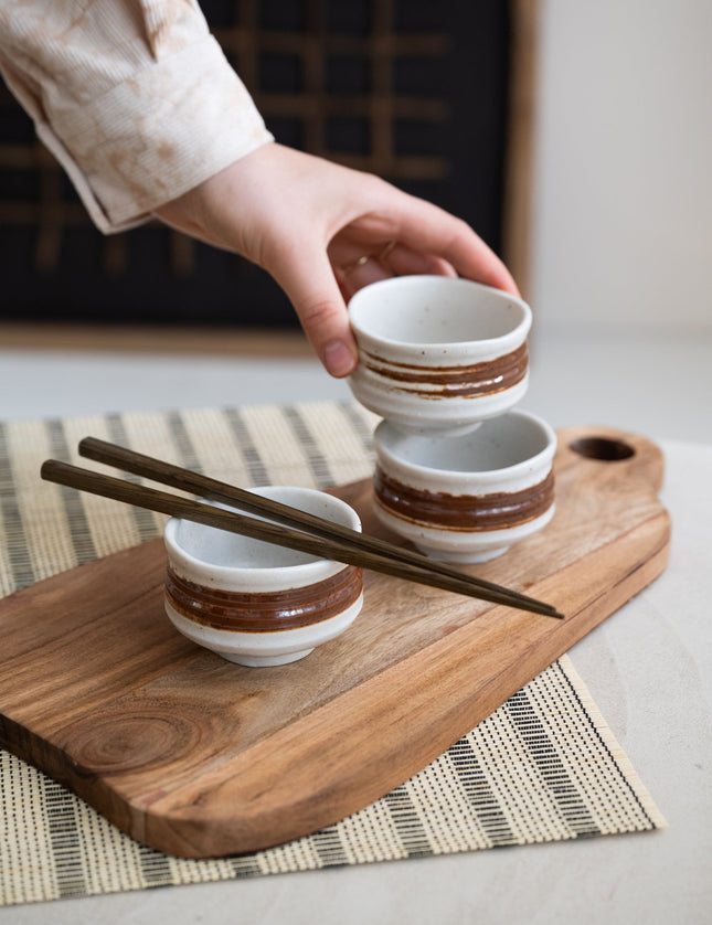 Handmade Japanese Soya Sauce Cup Kobiki White/Brown - Things I Like Things I Love