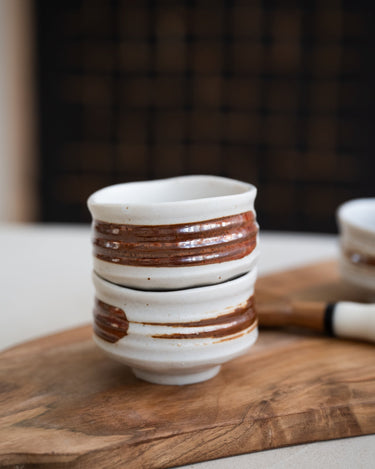 Handmade Japanese Soya Sauce Cup Kobiki White/Brown - Things I Like Things I Love