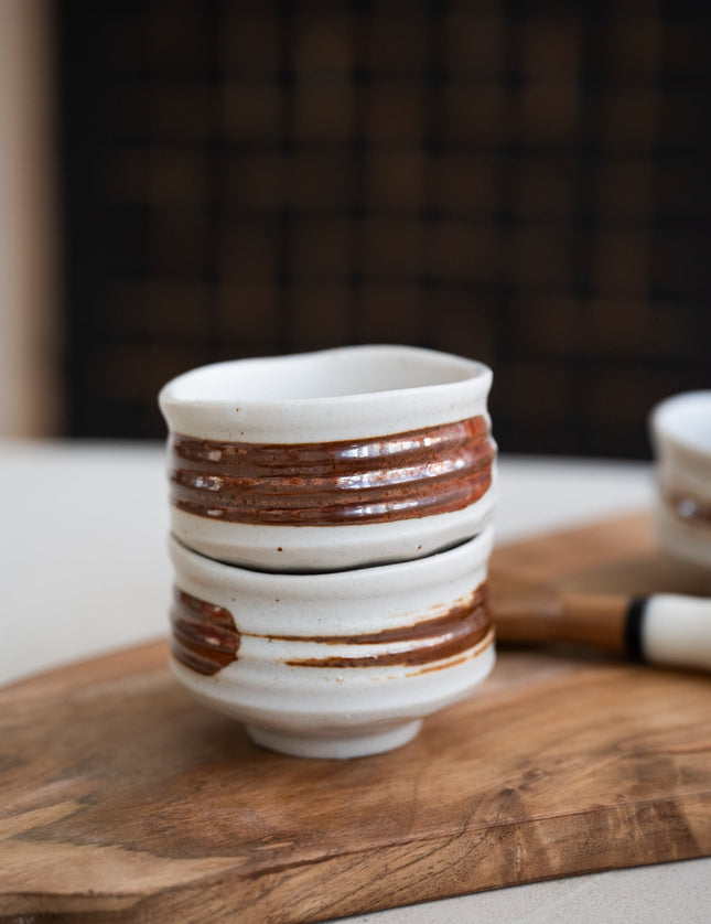 Handmade Japanese Soya Sauce Cup Kobiki White/Brown - Things I Like Things I Love