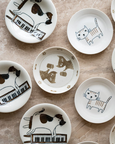 Handmade Mini Plate Cat Cheers Beige/Brown - Things I Like Things I Love