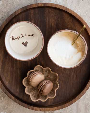 Handmade Nougat Stripe Cappuccino Mug - Things I Like Things I Love