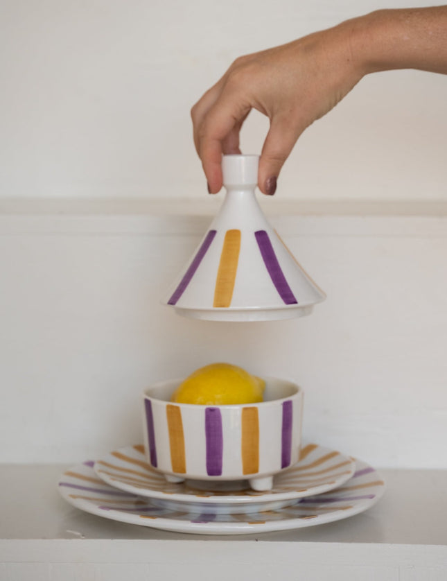 Handmade Tajine Ourika Lila/ Yellow Ceramic - Things I Like Things I Love