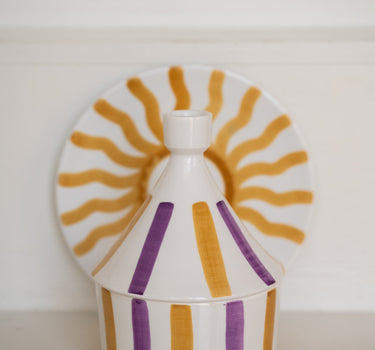 Handmade Tajine Ourika Lila/ Yellow Ceramic - Things I Like Things I Love