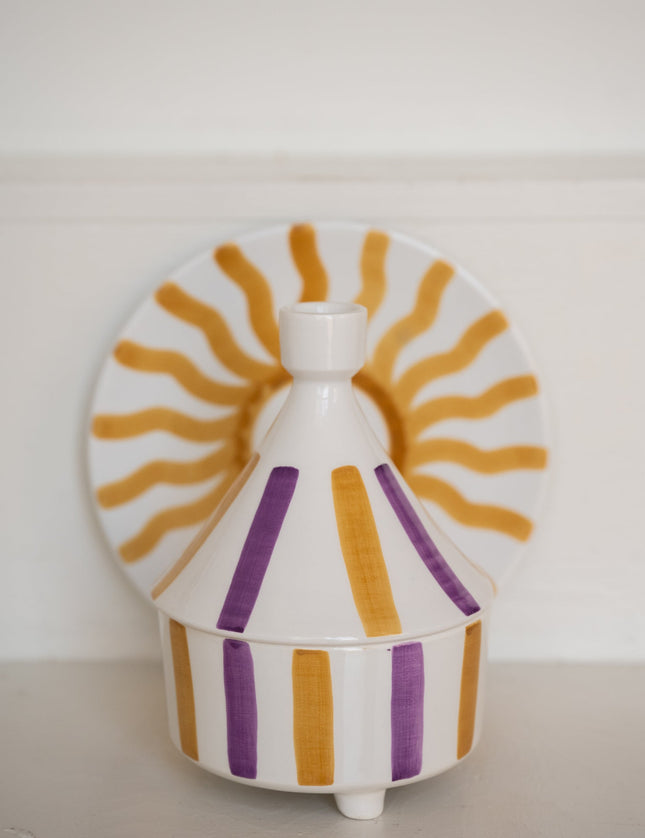 Handmade Tajine Ourika Lila/ Yellow Ceramic - Things I Like Things I Love