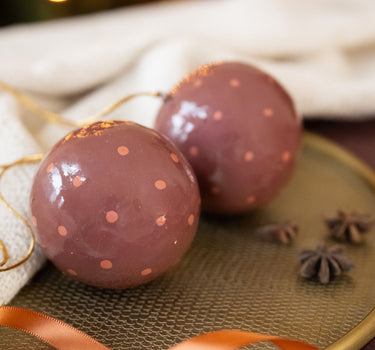 Handmade XMAS Ball Dots Mauve - Things I Like Things I Love