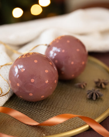 Handmade XMAS Ball Dots Mauve - Things I Like Things I Love