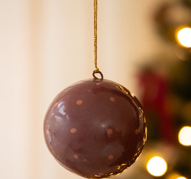 Handmade XMAS Ball Dots Mauve - Things I Like Things I Love