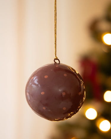 Handmade XMAS Ball Dots Mauve - Things I Like Things I Love