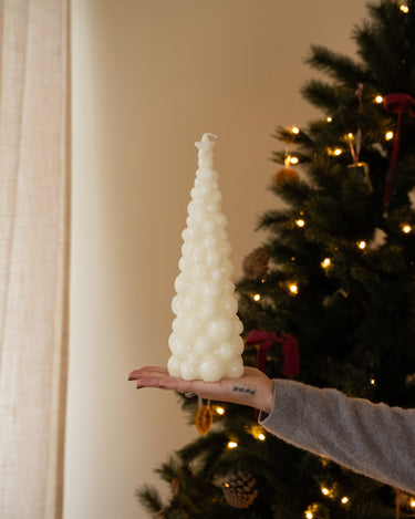 Handmade XMAS Bubble Candle Tree Creme - Things I Like Things I Love