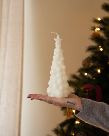 Handmade XMAS Bubble Candle Tree Creme - Things I Like Things I Love