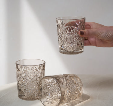 Hobstar Tumbler Glass Tender Taupe - Things I Like Things I Love