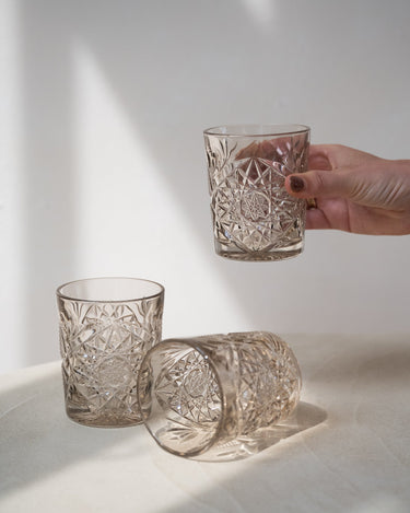 Hobstar Tumbler Glass Tender Taupe - Things I Like Things I Love