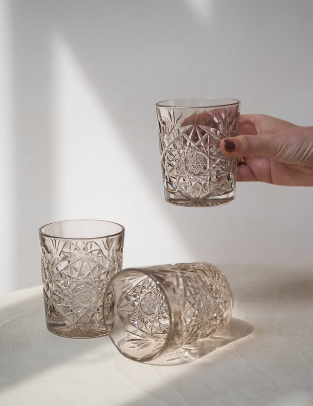 Hobstar Tumbler Glass Tender Taupe - Things I Like Things I Love