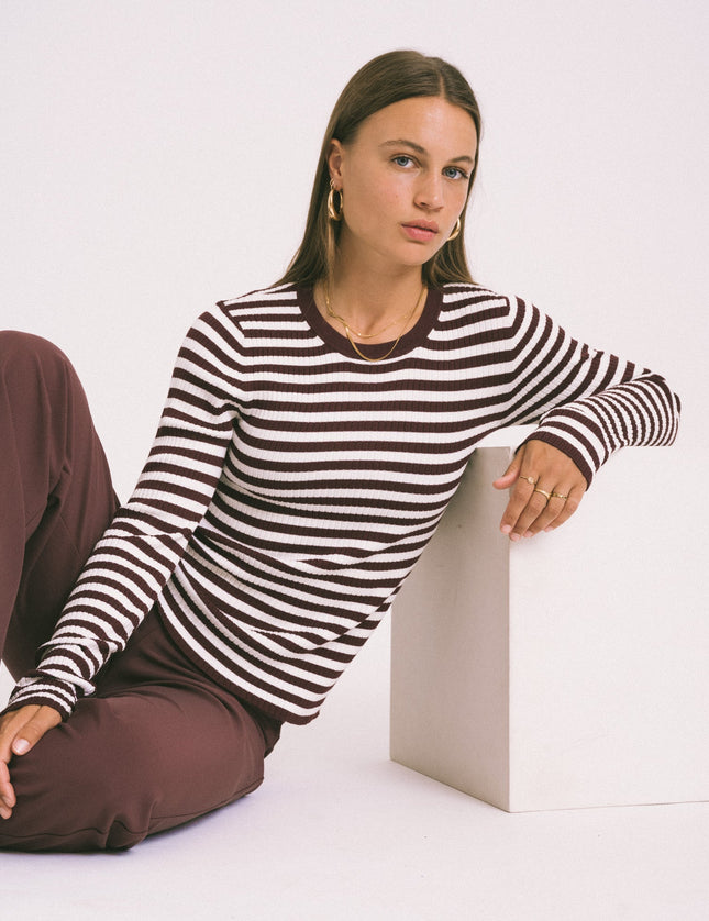 Jodi Tight Crew Neck Knit Sassafras Stripes - Things I Like Things I Love