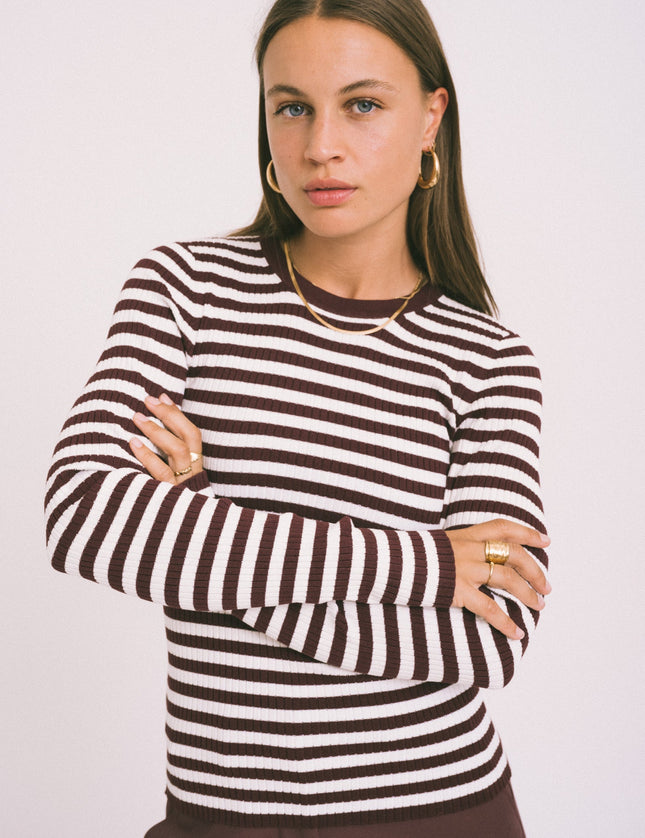 Jodi Tight Crew Neck Knit Sassafras Stripes - Things I Like Things I Love