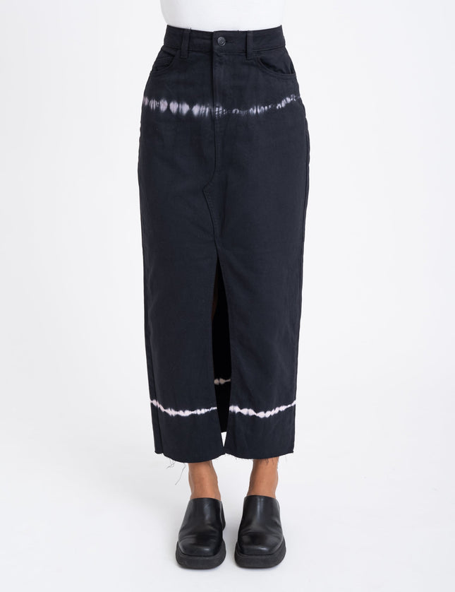 Kath Tie Die Long Skirt Black Washed - Things I Like Things I Love