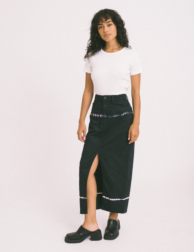 Kath Tie Die Long Skirt Black Washed - Things I Like Things I Love