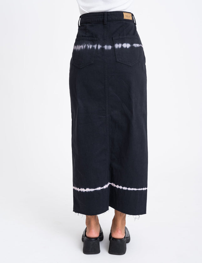 Kath Tie Die Long Skirt Black Washed - Things I Like Things I Love