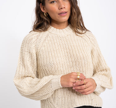 Kelly Chunky Crew Neck Knit Bone White - Things I Like Things I Love