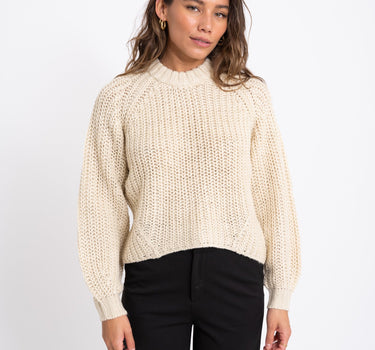 Kelly Chunky Crew Neck Knit Bone White - Things I Like Things I Love