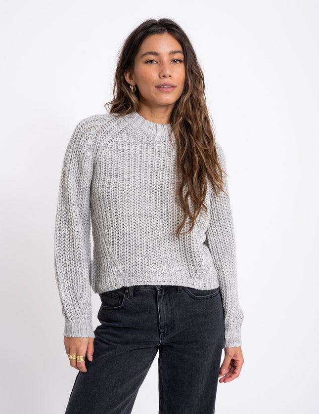 Kelly Chunky Crew Neck Knit Grey Melange - Things I Like Things I Love