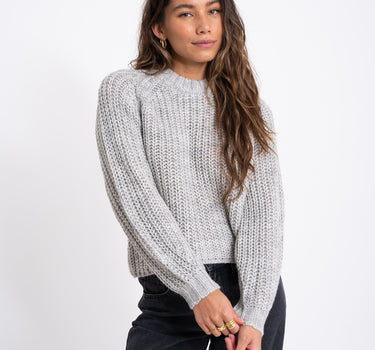 Kelly Chunky Crew Neck Knit Grey Melange - Things I Like Things I Love