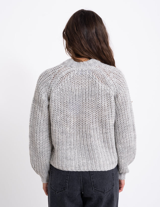 Kelly Chunky Crew Neck Knit Grey Melange - Things I Like Things I Love