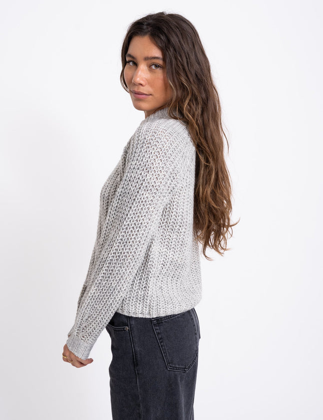 Kelly Chunky Crew Neck Knit Grey Melange - Things I Like Things I Love