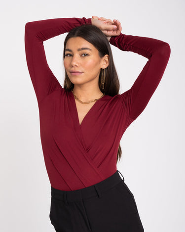 Kim Wrap V - neck Body Bordeaux - Things I Like Things I Love