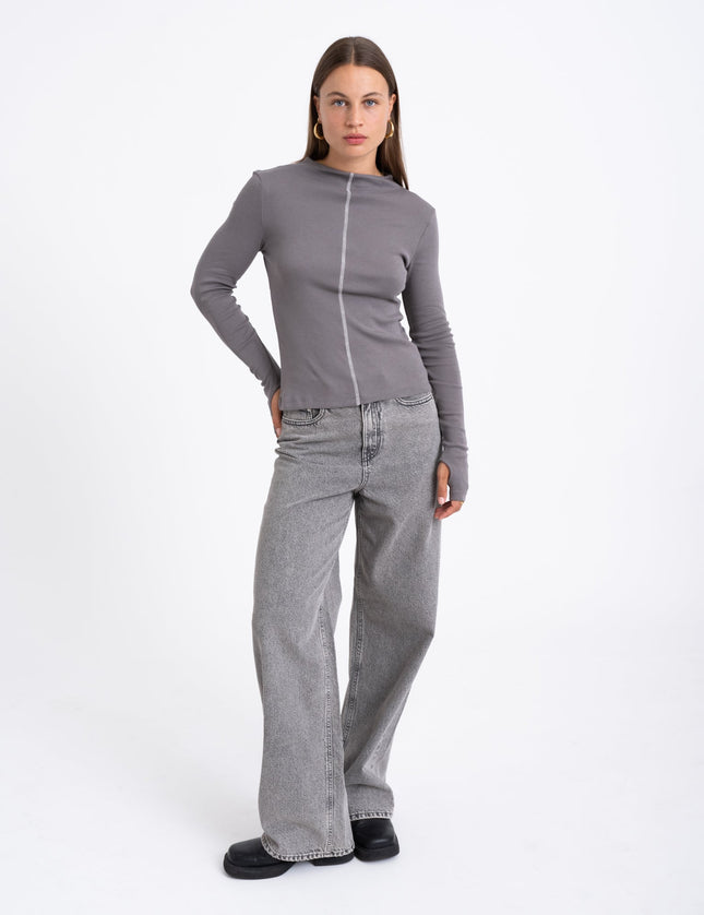 Kimana Funnel Neck Top Charcoal Grey - Things I Like Things I Love