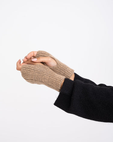 Knitted Fingerless Gloves Beige - Things I Like Things I Love