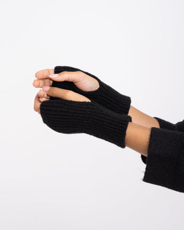 Knitted Fingerless Gloves Black - Things I Like Things I Love