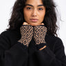 Knitted Fingerless Gloves Print Black Beige - Things I Like Things I Love