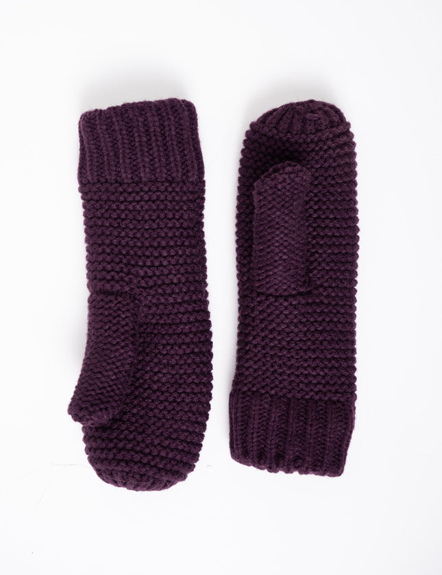 Knitted Mittens Bibi Burgundy - Things I Like Things I Love