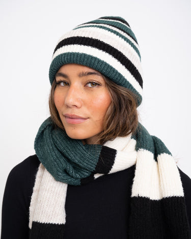 Knitted Scarf Stripe Dark Green - Things I Like Things I Love