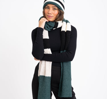 Knitted Scarf Stripe Dark Green - Things I Like Things I Love