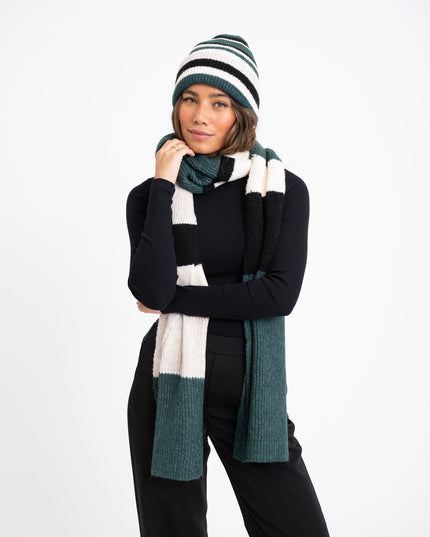 Knitted Scarf Stripe Dark Green - Things I Like Things I Love