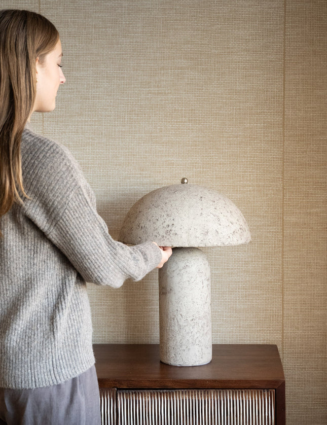 Large Table Lamp Astley Paper Mache Stone Grey - Things I Like Things I Love