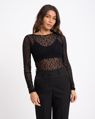 Leah Lace Deep Back Top Black - Things I Like Things I Love