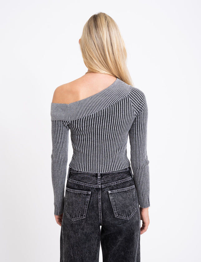 Lennon Off Schoulder Knit Charcoal Grey - Things I Like Things I Love