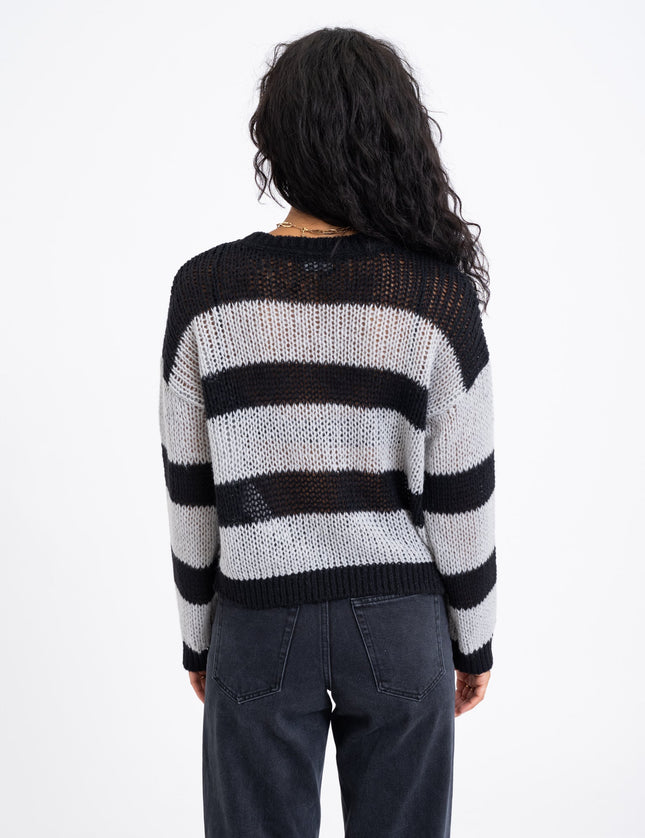 Lola Neck Knit Black Ghost Grey - Things I Like Things I Love