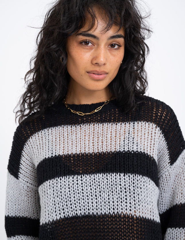 Lola Neck Knit Black Ghost Grey - Things I Like Things I Love