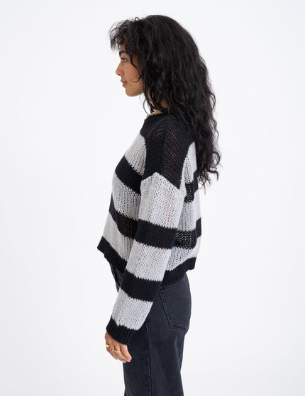 Lola Neck Knit Black Ghost Grey - Things I Like Things I Love